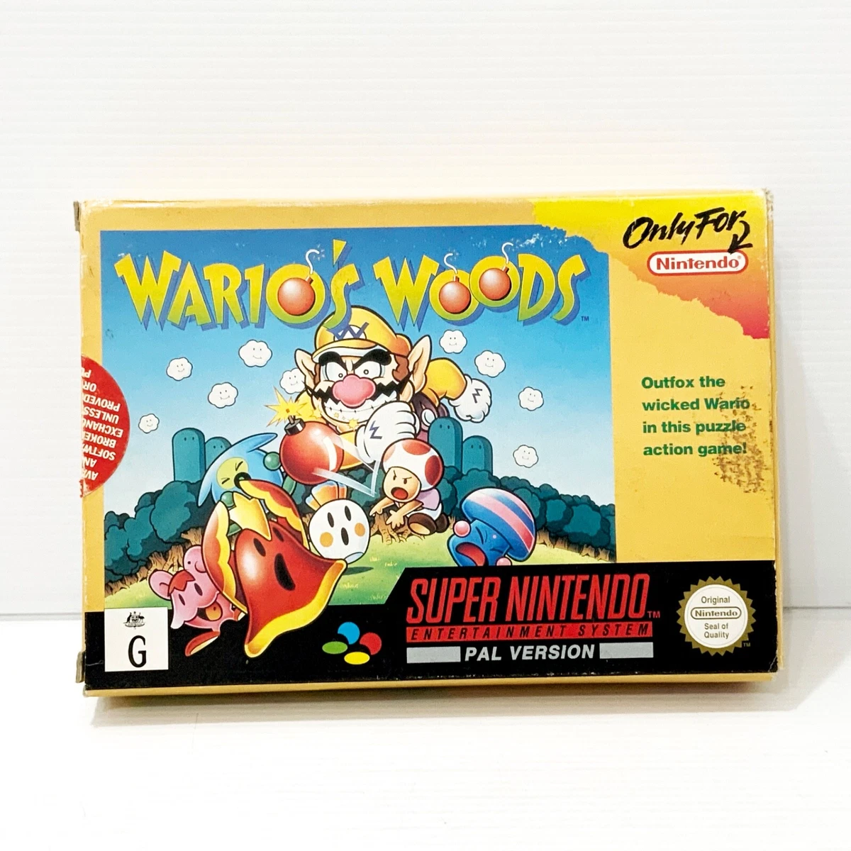 Wario s Woods Box Insert Manual CIB SNES Tested Working