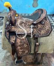 Premium Handmade Western Horse Barrel Saddle Leather Tack Set 10"-18" Free Ship