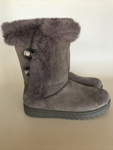 New SO Abigail Women's Size 8 Faux Shearling Fur Winter Boots - Grey