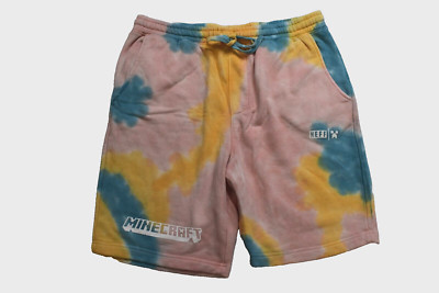Neff X Minecraft Mens Pastel Tie Dye Fleece Shorts NWT XL
