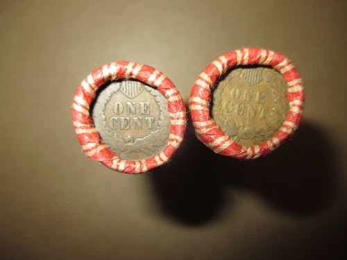 2 MIXED WHEAT INDIAN HEAD PENNY SHOTGUN ROLLS WITH INDIAN CENT END COIN! USA 008