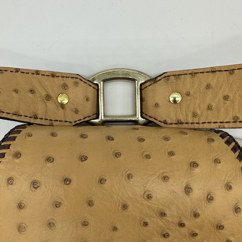 Mochila de mujer Western de cuero de avestruz pequeña con cordón puntada de vaquera Foto 4 de 4