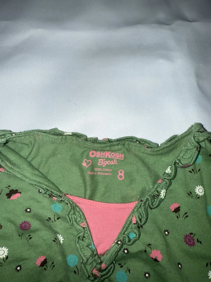 Vestido OshKosh Niñas Talla 8 Verde Floral Manga Larga Capas Look Informal Foto 4 de 4