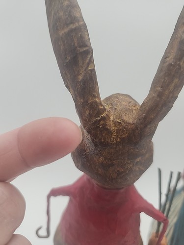 2 *AS IS* Lori Mitchell Figurine Pierre & Phoebe Hare Bunny Rabbit Folk ...