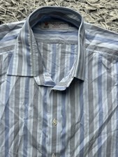 Turnbull Asser Exclusive Dress Shirt Mens 16.5 42 Blue Striped Business Formal