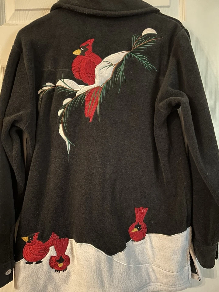 Quacker Factory Women's Fleece Jacket Cardinals~Christmas - Image 4 of 4