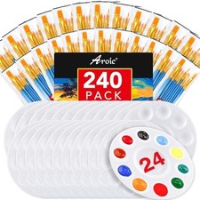 Paint Brush Palette Set: 24 Packs Brushes  24 Trays for Art