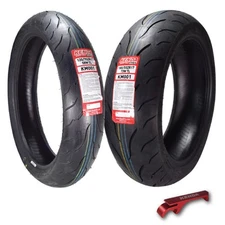 Kenda KM1 120/70ZR17 & 180/55ZR17 Sport Touring Motorcycle Tires w/ Keychain-2pk