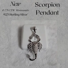 0.75 CTW Moissanite Scorpion Pendant 925 Sterling Silver Zodiac Astrology 