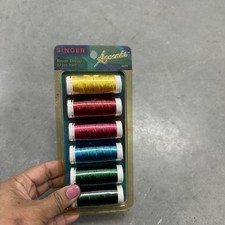 5 Packs 30 Count Singer Accents Metallic And Rayon Thread Spools Assorted Colors