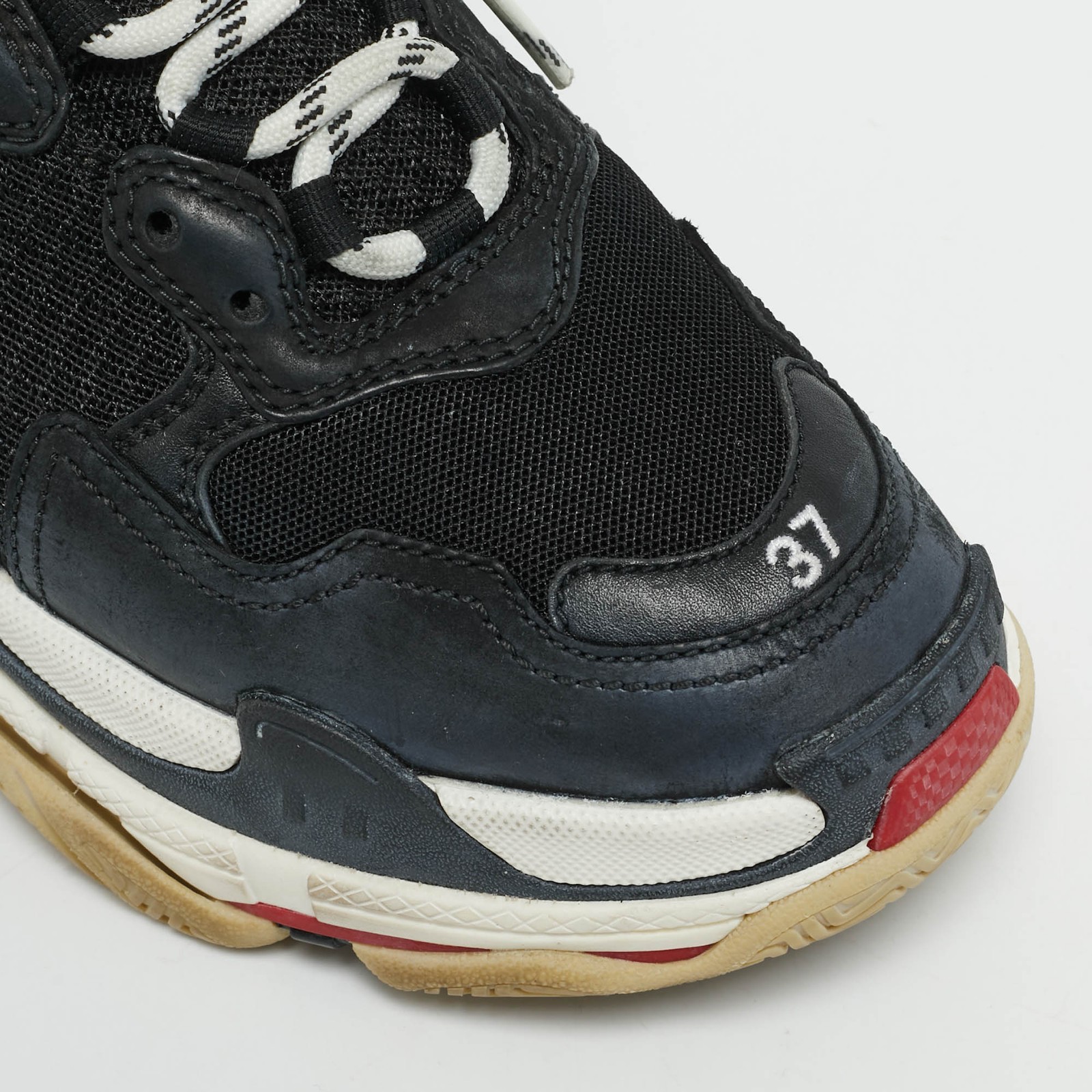 Balenciaga Triple S Size 37 Black Mesh and Nubuck Leather Low Top Sneakers image 7