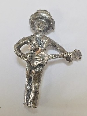 Sterling Silver ~ Guitar Player Charm ~ CARLOS SANTANA ~ Musician ~ VINTAGE