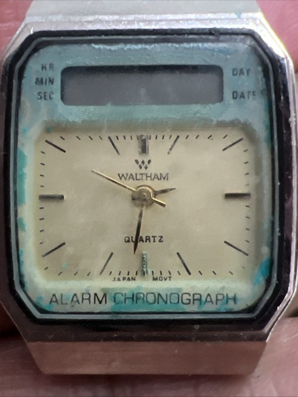 Waltham Alarm Chronograph🔥Digital Analog Ladies Watch WX002 Square Dial Dual🫶