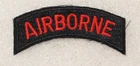 Army patch 5096: "AIRBORNE" tab - red on black, cut edge