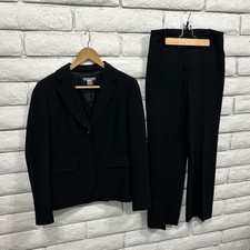 Ann Taylor Women's Black Tailored Pant Suit Set Size 4 Lined Single-Breasted