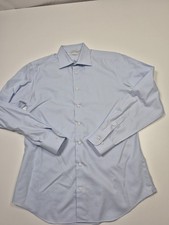 Suitsupply Dress Shirt Mens M Blue Gingham Slim Fit Traveller Long Sleeve Cotton