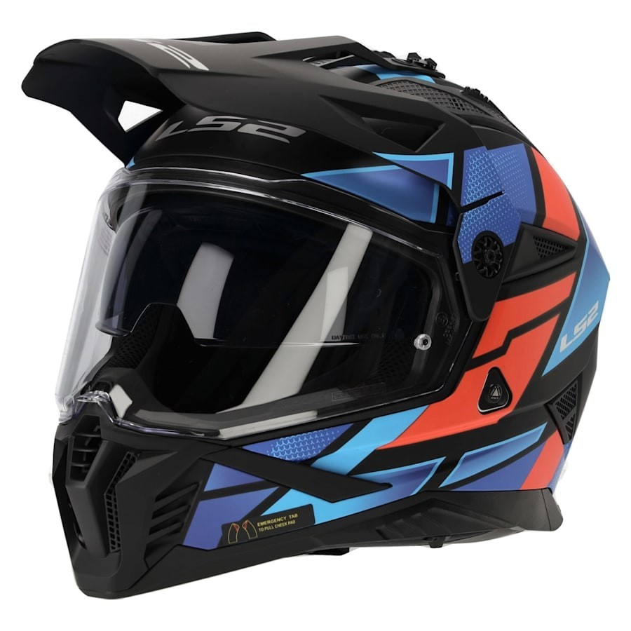 Motorcycle Enduro Helmet M - LS2 MX702 Pioneer 2 II Block - Matte Black-Red-Blue - Image 3