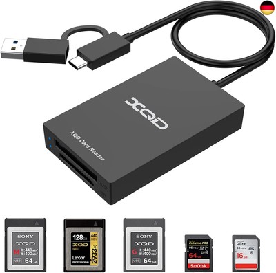 XQD SD Card Reader USB 3.0, USBA/C to XQD SD Card Reader Dual Slot Memory Card