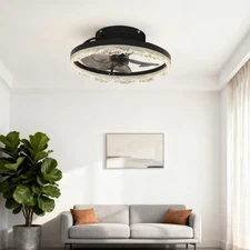 Modern LED 16" Ceiling Fan Light Flush Mount Fixture kit With Remote APP Control