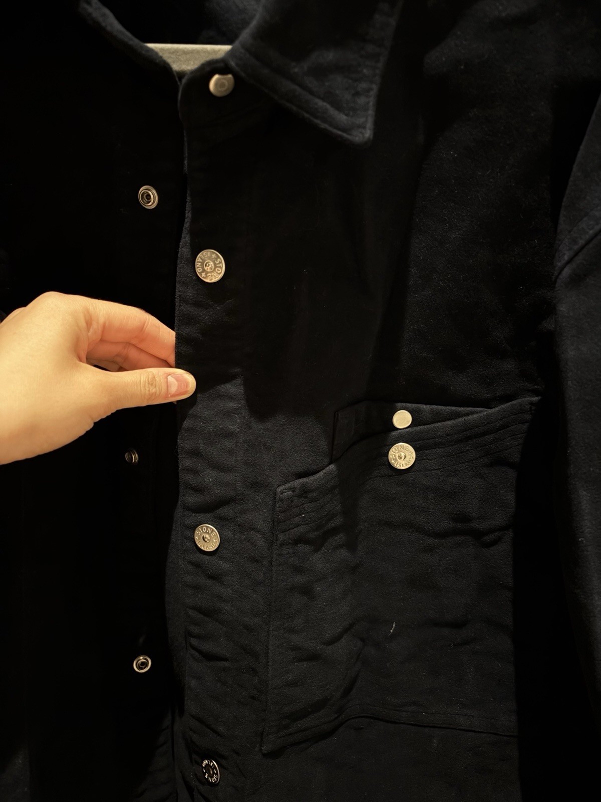 Stone Island Cotton Velvet Overshirt Navy Blue Size M image 4