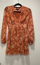 Lulus Gleaming Garden Rust Orange Floral Print Mini Dress Size XS