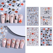 Adesivi unghie 3D Halloween zucca fantasma ragno teschio fiocco fiore carino; O6S0