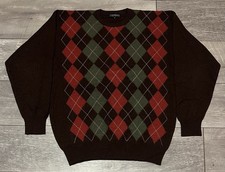 CLAN DOUGLAS Mens Sz XL Crewneck Sweater Argyle 100 Cashmere SCOTLAND MADE