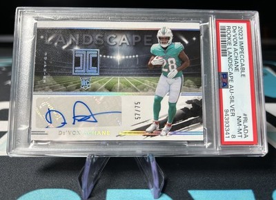 2023 Panini Impeccable De'Von Achane Rookie Landscape RC Silver Auto /75 PSA 8