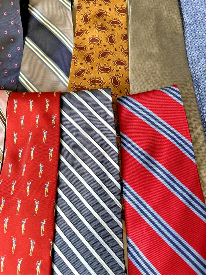 Lote 11 Piezas Corbatas Brooks Brothers Para Hombres Seda EE. UU. Rayas Geométricas Paisley Usadas en Excelente Condición Foto 4 de 4