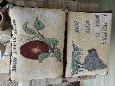 Set Of Country Throw Pillows Chickens And Apples 12x9