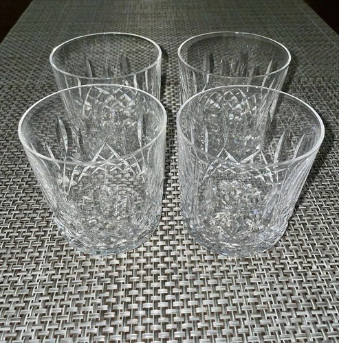 Vintage Set of 4 WATERFORD CRYSTAL Lismore 8 oz. Old Fashioned Tumblers