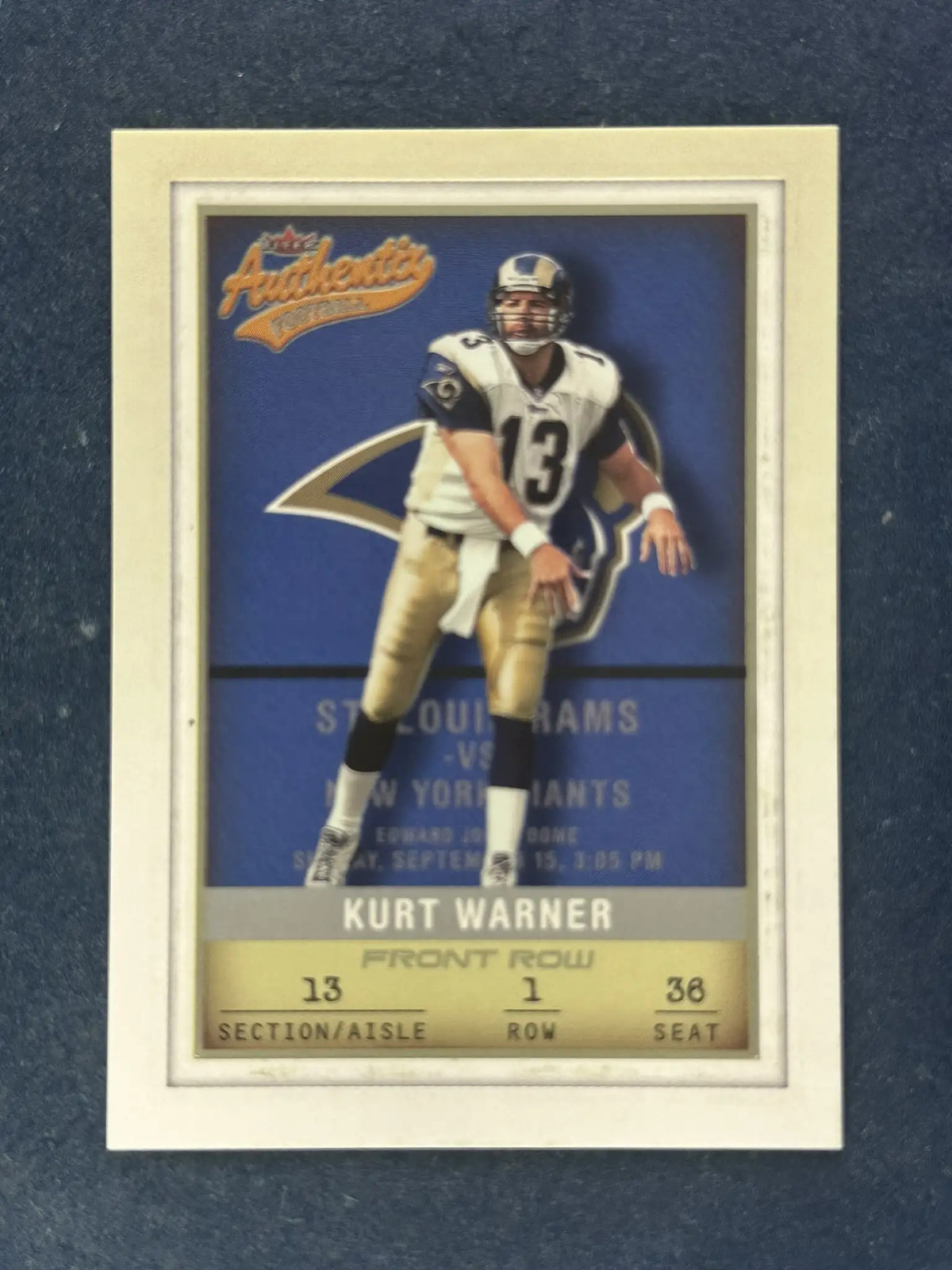 2002 Fleer Authentix Front Row #47 Kurt Warner St. Louis Rams /150
