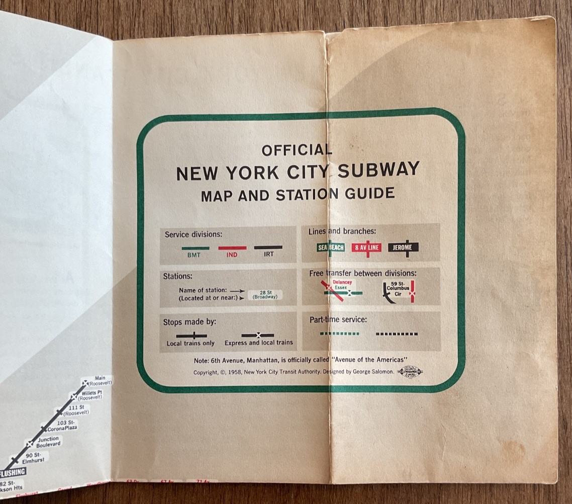 Vintage 1959 Edition - Official New York Subway Map and Guide
