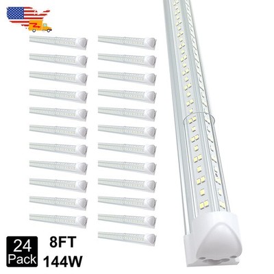 24 Pack 8Ft Led Shop Light Fixture Workshop 18000 Lumens 6500K T8 8 FT Led Bulbs