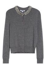 NWD, Veronica Beard Daro Embellished Merino Cardigan in Gray Sz M S7692