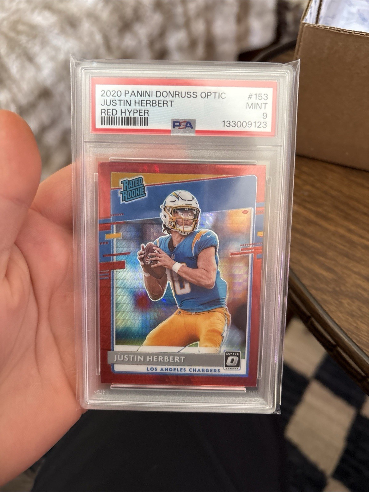 2020 Panini Donruss Optic Justin Herbert RED HYPER PSA 9