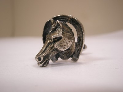 Horse Head STERLING Animal SINGLE Vintage Cuff Link replacement lost/broken zq29