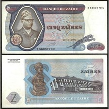 ZAIRE 5 Zaires 1979 - AU/UNC - Pick 22a