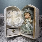 Vintage 4.5 inch Genuine Porcelain Collectible Doll Extra Dress W Case RARE Gree — photo 1