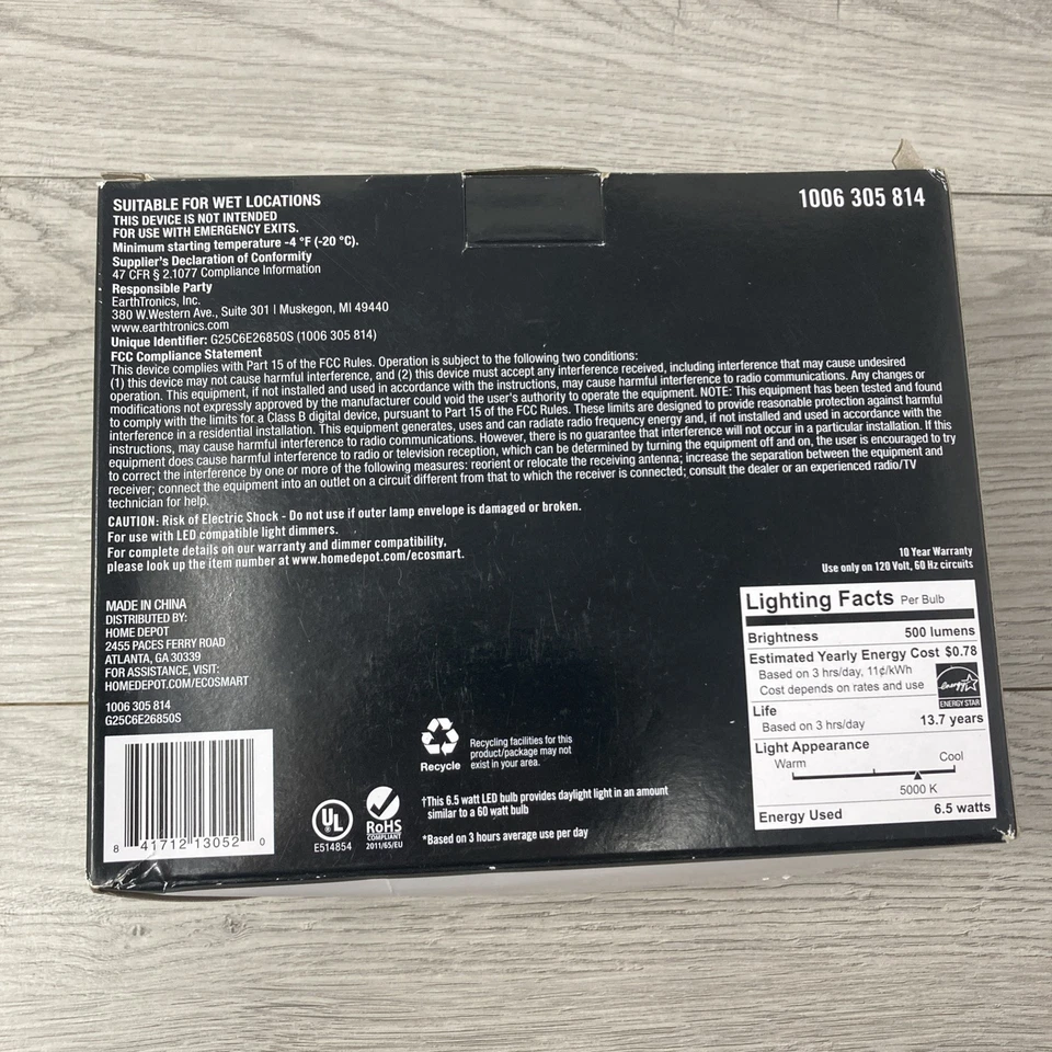 EcoSmart 60 Watt Equivalent LED Light Bulb Daylight G25 Dimmable 2 Pack - Image 2 of 4