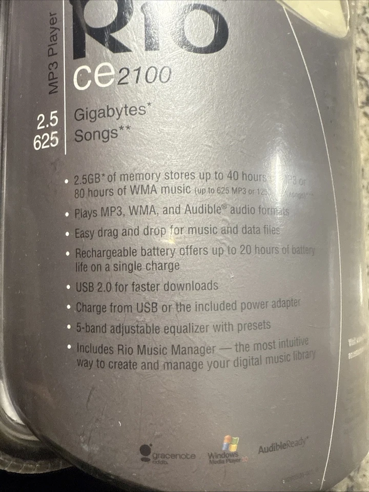 Vintage New Sealed 2005 Rio CE2100 MP3 Player 2.5 GB 625 Songs USB 2.0 NIB - Image 3 of 4