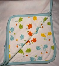 MINT Gymboree Multicolor Elephant Baby Blanket Turquoise Trim 100 Cotton Soft