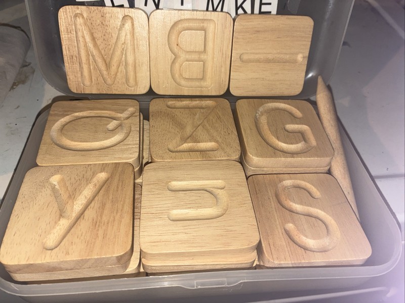 Wooden Upper Case and Lower Case Letter Practice Set Uppercase Alphabet 26 PCS