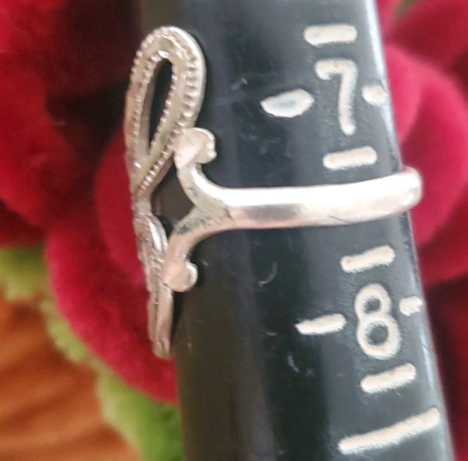 Vintage Silver Cursive Script Ring Size 7.5  "J" … - image 7