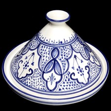 TAGINE Hand Painted Blue on White Tunisian Co...