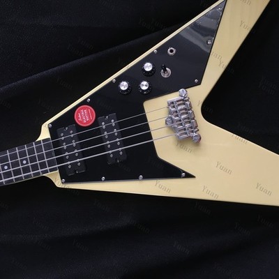 V 4 Strings Solid Electric Bass Guitar Stainless Rounded Fret Edge US Stock
