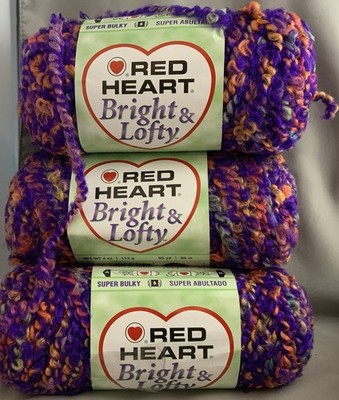 Red Heart BRIGHT and LOFTY Yarn Super Bulky 6 GRAPE CRUSH Purple 4 Oz Ea - Lot 3