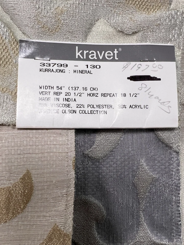 Kravet Candice Olsen Collection Kurrajong Fabric Sample Set Viscose Blend - Image 4 of 4
