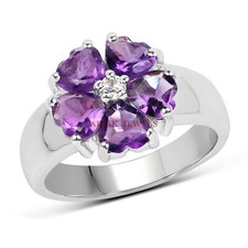 Natural Amethyst Gemstone with 925 Sterling Silver Ring for Women's 3748