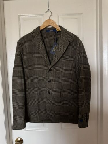 Polo Ralph Lauren Men’s 40S Wool-Blend 3 Button Grey Plaid Blazer/Sport Coat NEW